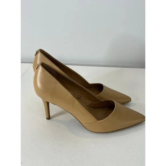 Calvin Klein Heels Womens 10 Shoes Pumps Faux Leather High Work Tan Nude Brown - Picture 4 of 15